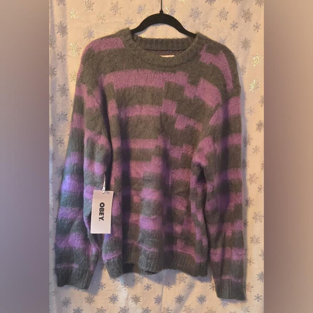 Obey signal fuzzy oversized sweater brand